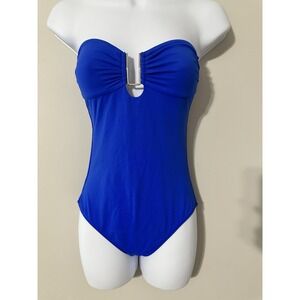 Melissa‎ Odabash Como Strapless Blue Swimsuit EUC Size 4